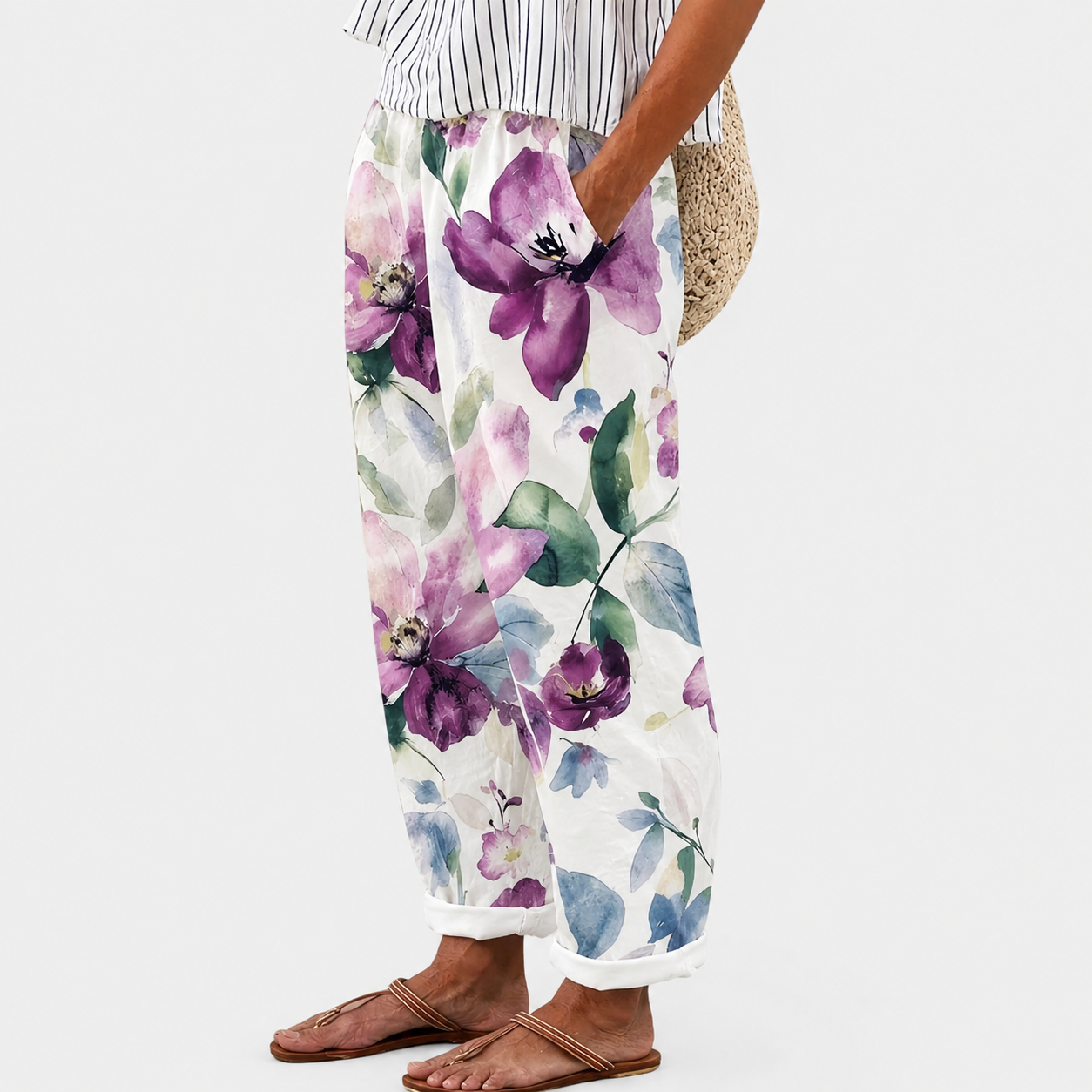 Comfortable Lavender Floral Pants