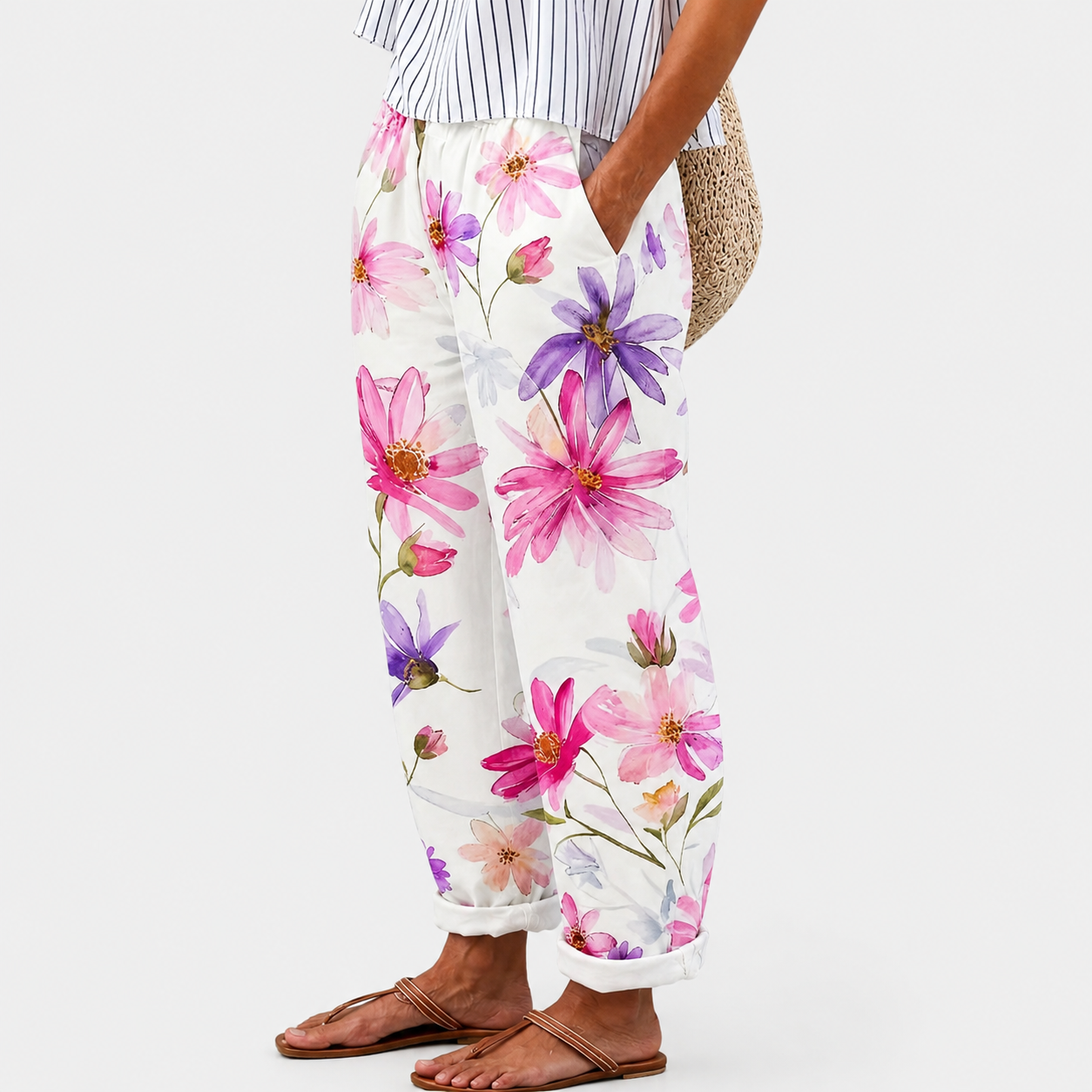 Confortables Pantalons de Jardin à Motifs Floraux