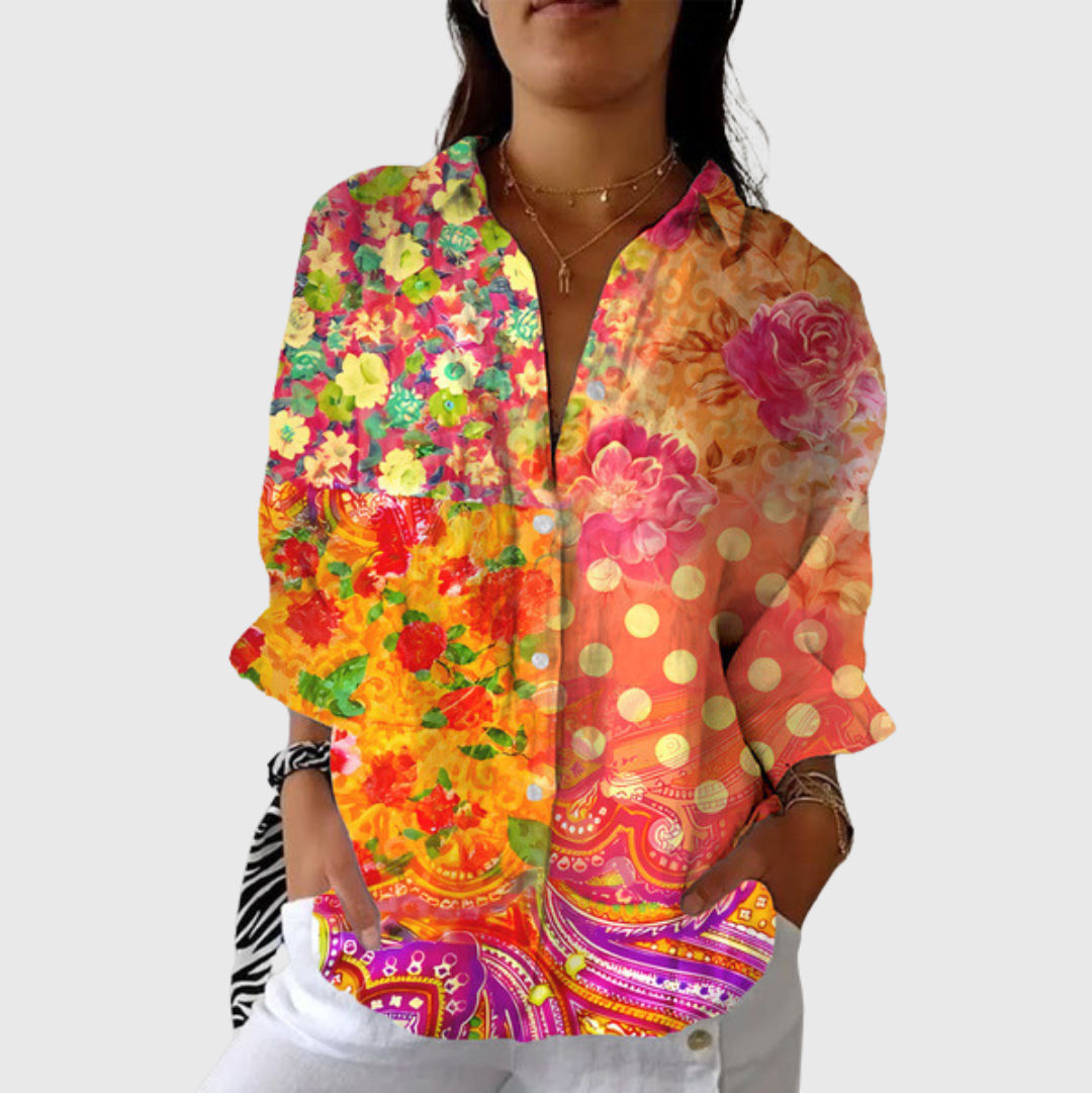 Légère blouse colorée à motifs